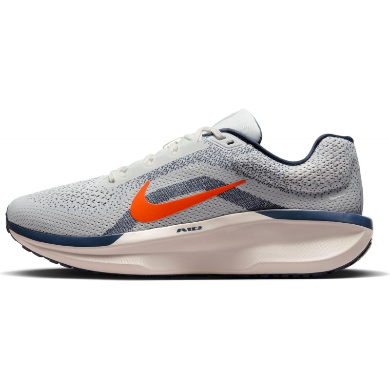 Chaussures de course sur route Nike Winflo 11 pour homme (FJ9509-103, Voile/Bleu tonnerre/Minerai de fer clair/Orange total)