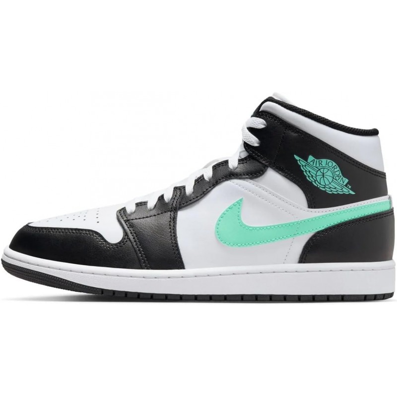 Chaussures Jordan Nike Air 1 Mid pour Homme Blanc/Vert Glow-Noir DQ8426 103