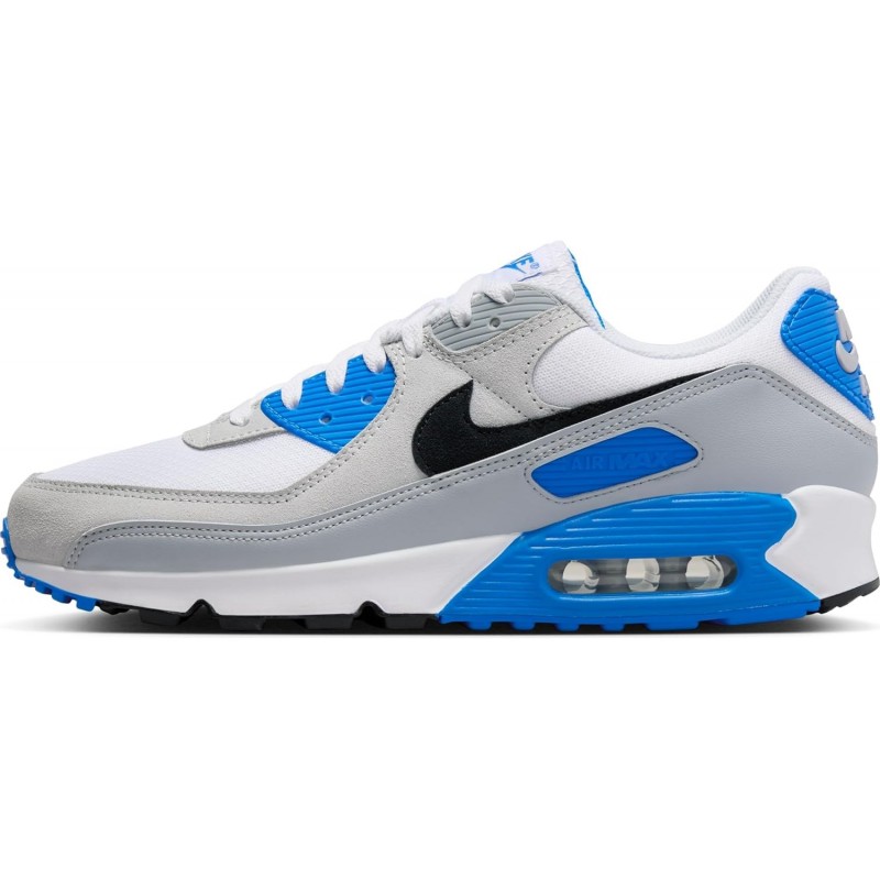 Chaussures Nike Air Max 90 pour homme (FN6958-102, blanc/bleu photo/platine pur/noir)