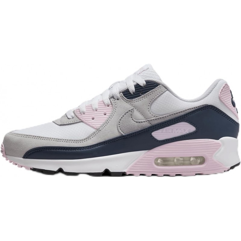 Chaussures Nike Air Max 90 pour homme (DM0029-106, blanc/rose mousse/bleu marine armurerie/gris loup)