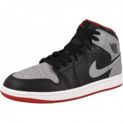 Chaussures NIKE Air Jordan 1 Mid pour homme (DQ8426-006, Noir/Gris ciment-ROUGE FEU-Blanc)