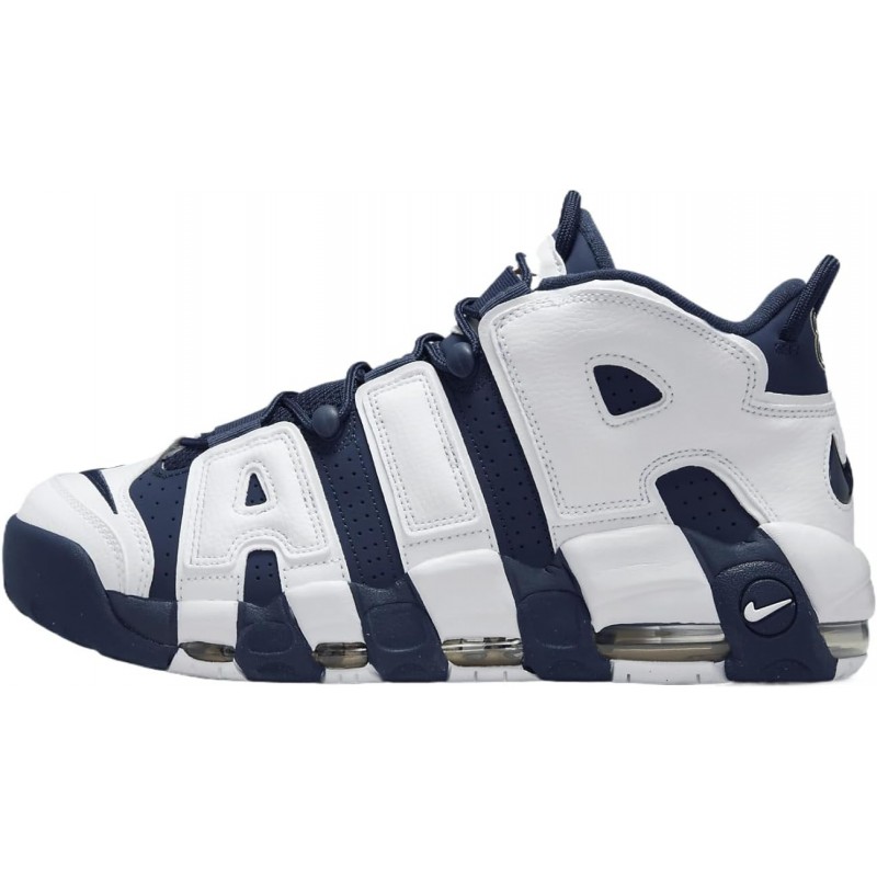 Chaussures Nike Air More Uptempo '96 pour homme (FQ8182-100, blanc/or métallique/rouge université/bleu marine minuit)