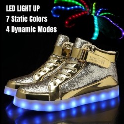 IGxx LED Light Up Shoes Light pour hommes Baskets montantes à LED Chaussures de recharge USB Femmes Chaussures clignotantes lumi