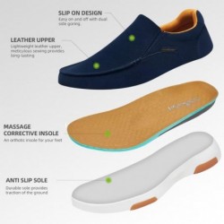 Chaussures de marche orthopédiques OrthoComfoot pour hommes avec soutien de la voûte plantaire : mocassins à enfiler en cuir sué